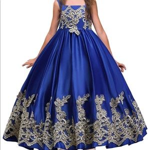 Royal blue dress with gold details